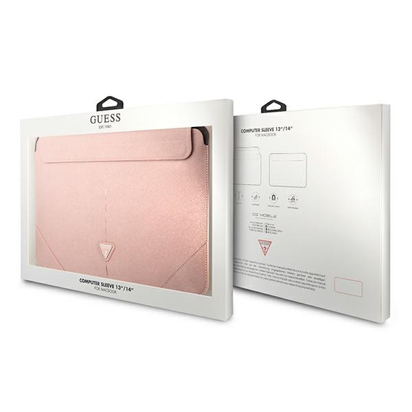 Guess Sleeve GUCS14PSATLP 14" różowy/pink Saffiano Triangle Logo