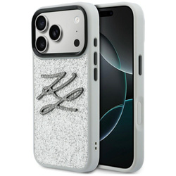 Etui Karl Lagerfeld IML Glitter KL       Diamond Logo do iPhone 17 Pro srebrny