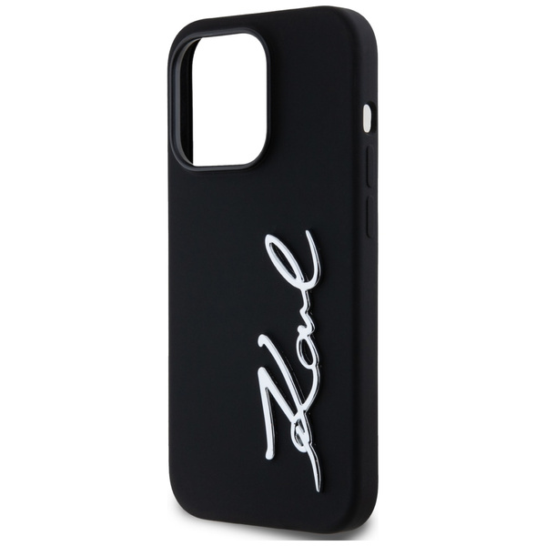 Etui Karl Lagerfeld Silicone Metal        Script Logo do iPhone 14 Pro czarny