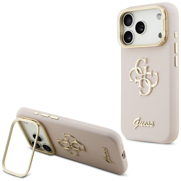 Etui Guess Grained Big 4G & Stand Camera do iPhone 17 Pro różowy