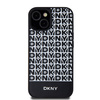 DKNY DKHMP15SPSOSPK iPhone 15 / 14 / 136.1" czarny/black hardcase Leather Printed Pattern Metal Logo MagSafe