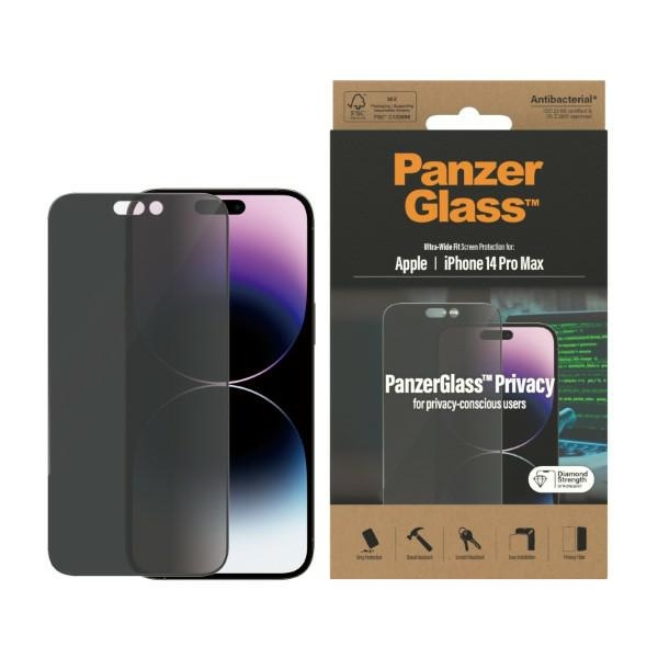 PanzerGlass Ultra-Wide Fit iPhone 14 Pro Max 6,7" Privacy Screen Protection Antibacterial P2774