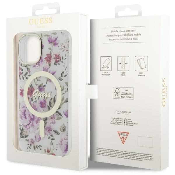 GUESS GUHMP14SHCFWST IPHONE 14/15/13 6.1 "TRANSPARENT HARDCASE FLOWER MAGSAFE