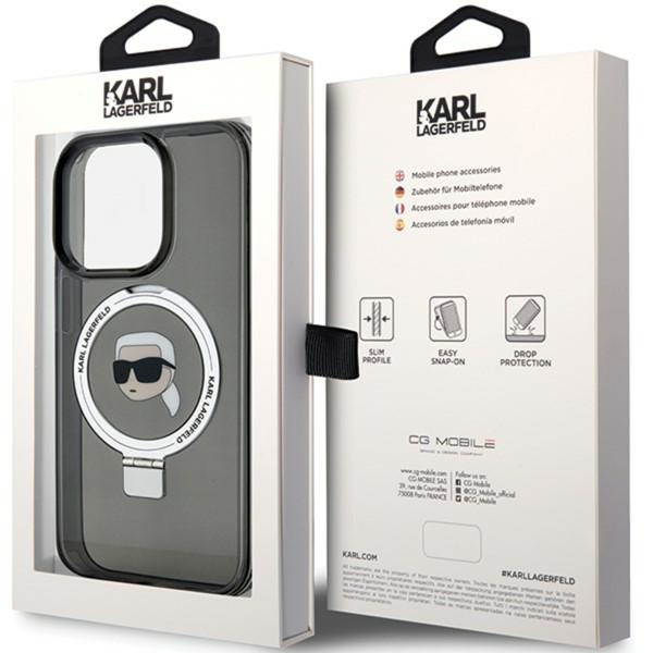 Karl Lagerfeld KLHMP15LHMRSKHK iPhone 15 Pro 6.1" black/black hardcase Ring Stand Karl Head MagSafe