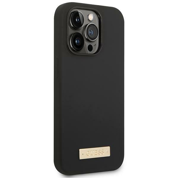 Guess GUHMP14LSBPLK iPhone 14 Pro6,1" czarny/black hard case Silicone Logo Plate MagSafe