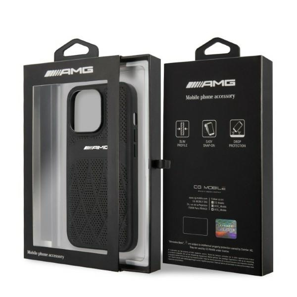 AMG Leather Curved Lines case for iPhone 13 Pro Max - black