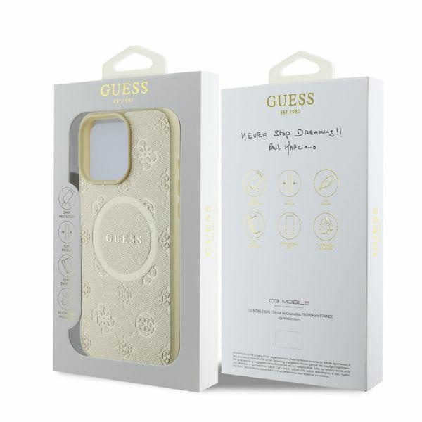 Guess GUHMP16LPSAPSMED iPhone 16 Pro6.3" złoty/gold hardcase Saffiano Peony Classic Logo MagSafe
