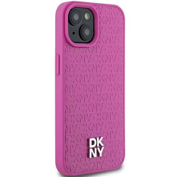 DKNY DKHMP15SPSHRPSP iPhone 15 / 14 / 136.1" różowy/pink hardcase Leather Pattern Metal Logo MagSafe