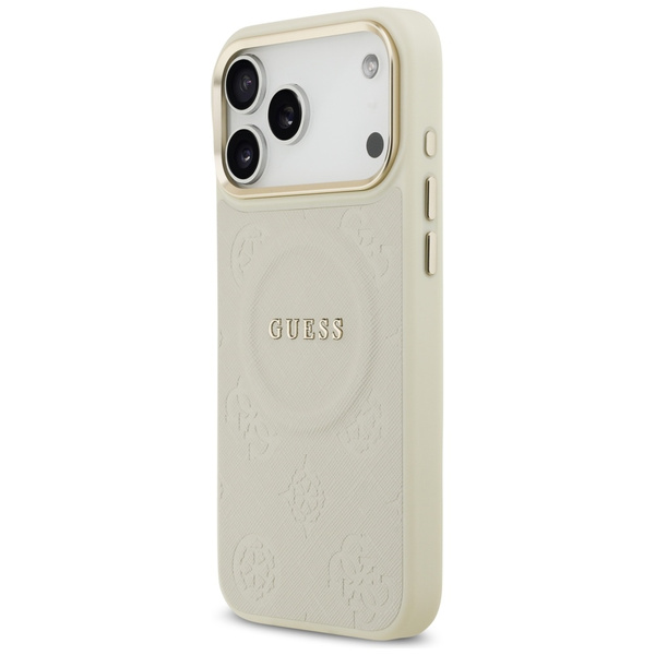 Etui Guess Peony Hot Stamp MagSafe do    iPhone 17 Pro Max beżowy