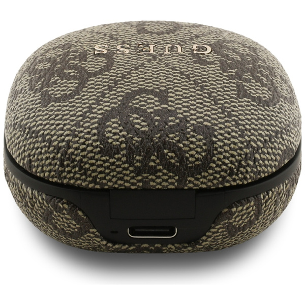 Słuchawki TWS ENC Guess 4G Classic Metal Logo brązowy