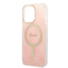 Zestaw Guess GUBPP13XH4EACSP Case+ Charger iPhone 13 Pro Max różowy/pink hard case 4G Print MagSafe