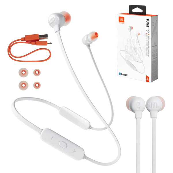 JBL TUNE 115BT WHITE WIRELESS HEADPHONES