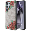 Etui Guess Leather 4G Flowers Print      Metal Classic Logo MagSafe Samsung Galaxy S25 Ultra różowy