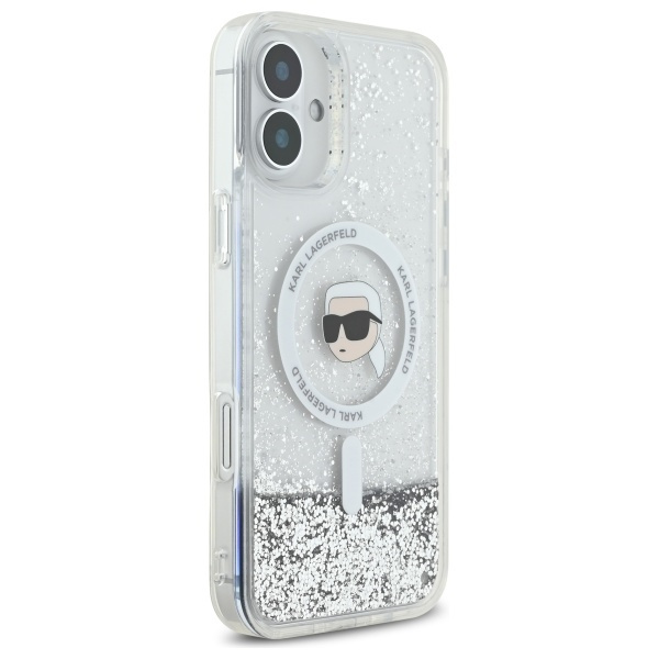 Karl Lagerfeld KLHMP16MLGKISGH iPhone 16  Plus 6.7" hardcase transparent Liquid Glitter Karl Head Magsafe