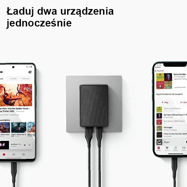 UNIQ Ład. siec. Votre Slim Duo 20W USB-C + USB-A czarny/charcoal black