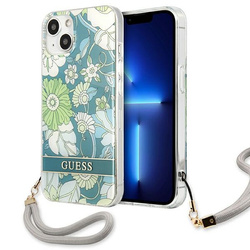 Guess GUHCP13SHFLSN iPhone 13 mini 5,4"zielony/green hardcase Flower Strap
