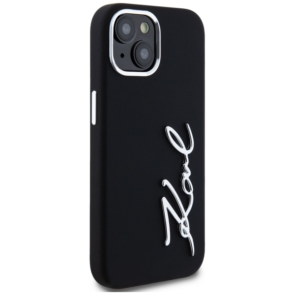 Etui Karl Lagerfeld Silicone Metal       Script Logo do iPhone 15 czarny