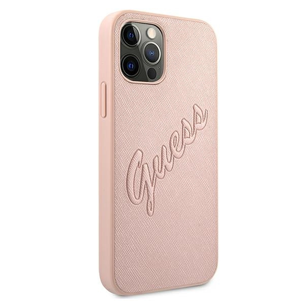 Guess GUHCP12LRSAVSRG iPhone 12 Pro Max6,7" różowy/pink hardcase Saffiano Vintage Script