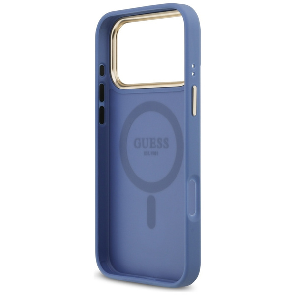 Etui Guess 4G Strass Logo MagSafe do     iPhone 17 Pro Max niebieski