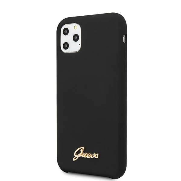 Guess GUHCN65LSLMGBK iPhone 11 Pro Max black/czarny hard case Silicone Vintage Gold Logo