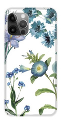 CaseGadget ETUI NADRUK NIEBIESKIE KWIATY NA BIAŁYM IPHONE 12 / 12 PRO 6,1"