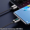 USAMS Kabel pleciony U78 USB-C 1.2mLED 6A Fast Charging czarny/black SJ544USB01 (US-SJ544)