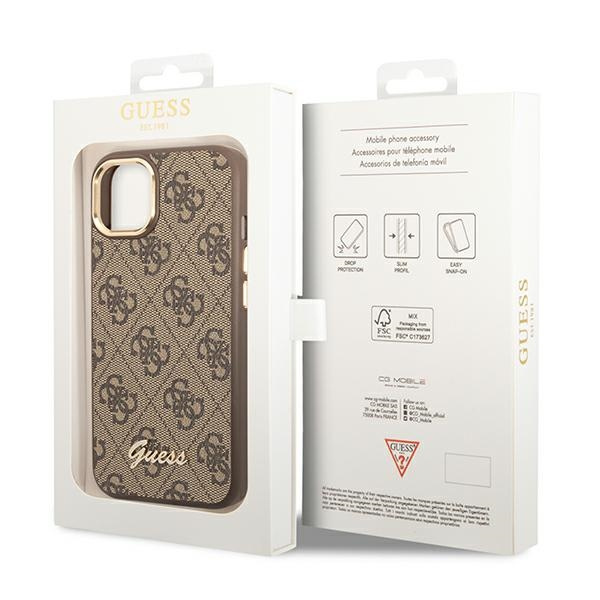 Guess GUHCP14MHG4SHW iPhone 14 Plus/ 15 Plus 6.7" brązowy/brown hard case 4G Vintage Gold Logo