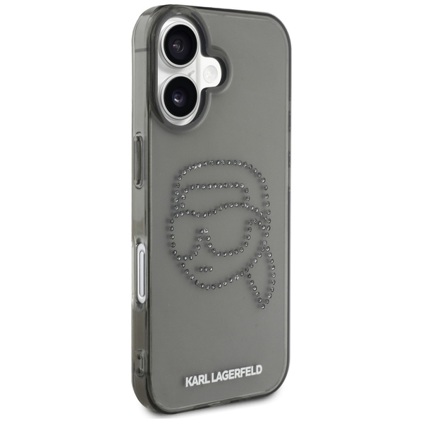Etui Karl Lagerfeld IML Rhinestones Karl  Head do iPhone 16 czarny
