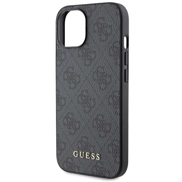 Guess GUHCP15SG4GFGR iPhone 15 / 14 / 13 6.1" szary/grey hard case 4G Metal Gold Logo