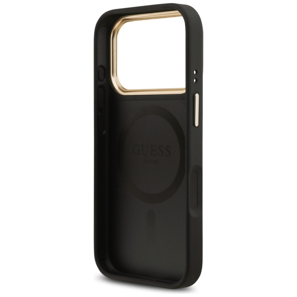 Etui Guess Grained Strass Logo MagSafe   do iPhone 17 Pro czarny