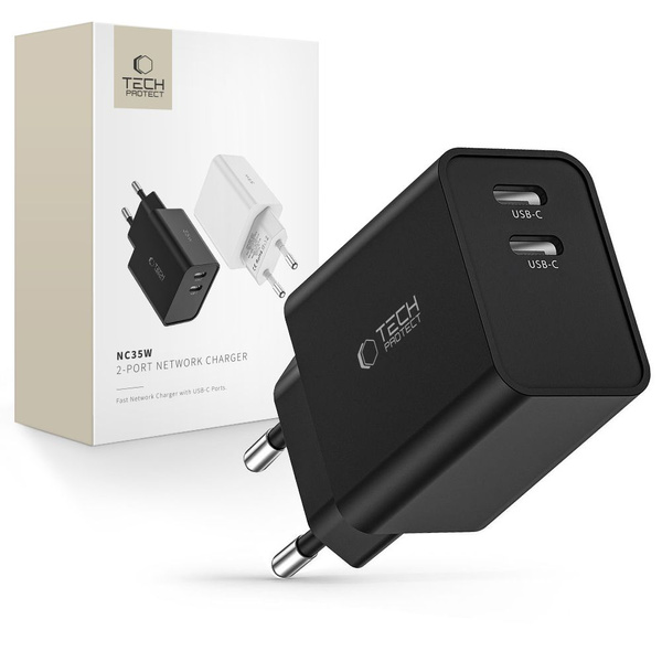 TECH-PROTECT C35W 2-PORT NETWORK CHARGER PD35W BLACK