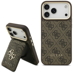 Etui Guess 4G z portfelem Magsafe do iPhone 17 Pro Max brązowy