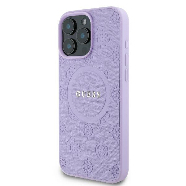 Guess GUHMP16LPSAPSMEU iPhone 16 Pro6.3" fioletowy/purple hardcase Saffiano Peony Classic Logo MagSafe