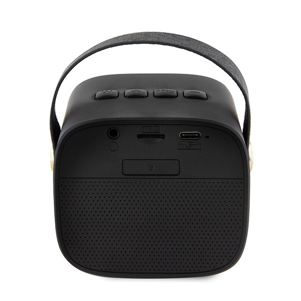 Guess głośnik Bluetooth GUWSB2P4SMKSpeaker mini czarny/black 4G Leather Script Logo with Strap