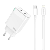 JELLICO wall charger C106 GaN PD 45W 2xUSB-C + cable USB-C - Lightning White