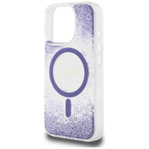 Etui Guess HC Resin Bottom Glitter do iPhone 16 Pro MagSafe fioletowy