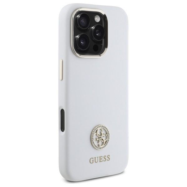 Guess GUHCP16XM4DGPH iPhone 16 Pro Max   6.9" biały/white hardcase Silicone Logo Strass 4G