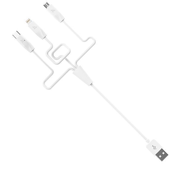 KABEL HOCO 3W1 LIGHTNING / USB TYP-C / MICRO USB BIAŁY 