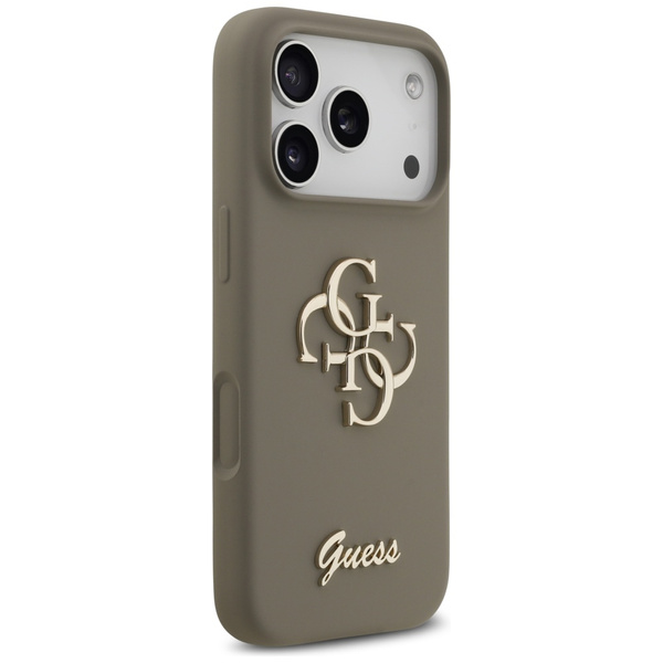 Etui Guess Silicone Big 4G Script do     iPhone 17 Pro Max brązowy