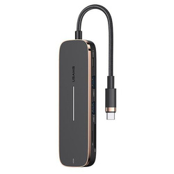 USAMS Adapter HUB 2xUSB + USB-C + HDMI + Micro SD+SD czarny/black SJ575HUB01 (US-SJ575)