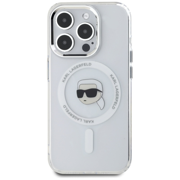 Etui Karl Lagerfeld IML Metal Karl Head   MagSafe do iPhone 15 Pro Max biały