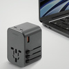 ENERGEA ład. siec. 1xUSB+2xUSB-CPD-PPS-QC 3.0 65W 1A2C adapter 4w1 US/UA/EU/UK szary/gunmetal Travelworld Adapter GaN65W