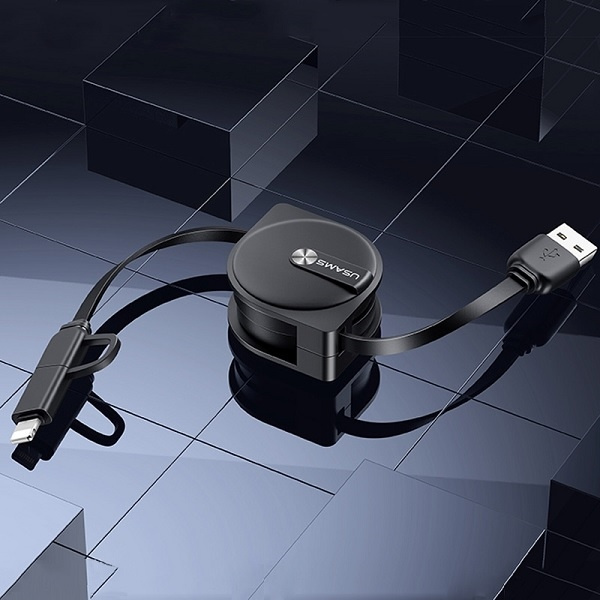 USAMS Kabel zwijany U1 2w1 1m czarny/black (lightning/microUSB) SJ192USB01 (US-SJ192)