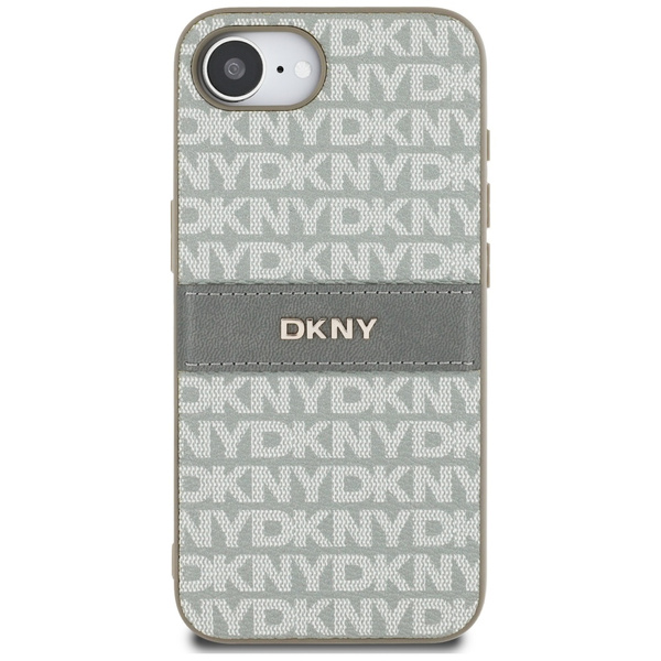Etui DKNY Repeat Texture Pattern with    Tonal Stripe do iPhone 16e beżowy