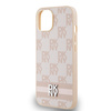 DKNY DKHCP15MPCPTSSP iPhone 15 Plus /14 Plus 6.7" różowy/pink hardcase Leather Checkered Mono Pattern & Printed Stripes