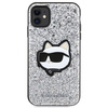 Etui Karl Lagerfeld Glitter Choupette Patch na iPhone 11 / Xr - srebrne