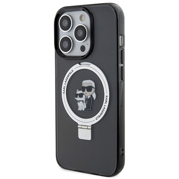 Karl Lagerfeld KLHMP15LHMRSKCK iPhone 15 Pro 6.1" black/black hardcase Ring Stand Karl&amp;Choupette MagSafe