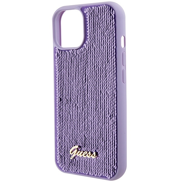 GUESS GUHCP15SPSFDGS IPHONE 15/14/13 6.1 "PURPLE / PURPLE HARDCASE SEQUIN SCRIPT METAL