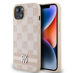 DKNY DKHCP14SPCPTSSP iPhone 14 / 15 / 136.1" różowy/pink hardcase Leather Checkered Mono Pattern & Printed Stripes