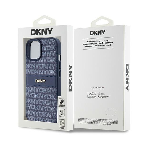 DKNY DKHCP15SPRTHSLB iPhone 15 / 14 / 136.1" niebieski/blue hardcase Leather Mono Stripe & Metal Logo